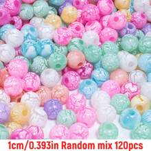 50pcs 16mm Random Color Acrylic Cracked Frost Beads, For Jewelry Making Bracelet Necklace Materials - Multicolor - View 6