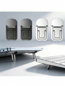 2 Peças Suporte Ergonômico Ajustável para Laptop, Elevador de Laptop Portátil, Adequado para Mesa de Escritório, Home Office e Viagem, Design de Fixação Segura, Economiza Espaço, Estável e Durável, Fácil Instalação - Visão 3