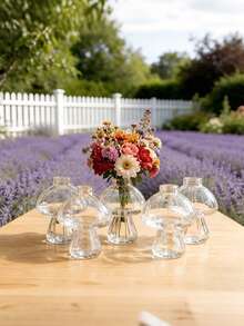 10/8/6/3/1pc Mushroom Shaped Transparent Plastic Vase, Cute Decorative Vase, Suitable For Home Decor, Wedding Centerpiece, Tabletop Floral Arrangement, Modern Style Vase, Suitable For Living Room, Dining Room And Office - Multicolor - View 4