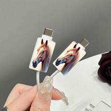 3pcs Success Horse Pattern Transparent Charger Protective Case, With Cable Protector And Charging Head Set, Compatible With IPhone 20W/18W Charger - Multicolor - View 2