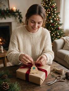 96pcs Vintage Christmas Tree Shaped Slogan Pattern Gift Tags With Rope, Santa Claus And Snowman Pattern Paper Gift Decoration Labels, Suitable For Christmas Party Gifts, Christmas - Christmas Tree Shape - View 4