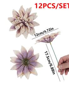 5/12/20 pièces Dahlias artificiels avec tiges, fleurs en soie fausses, plantes pour la maison, la chambre, centres de table de printemps, centres de table de jardin extérieur, fêtes, bracelets de mariée, Saint-Valentin, Fête des Mères, DIY, bouquet de mariage, guirlande, boule de fleurs murale, accessoires d'arche, décoration - marron clair - Voir 6