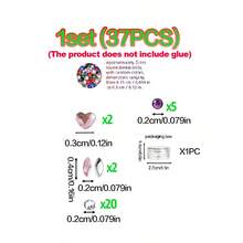 37件/套個性化粉色愛心牙飾套組，可愛Y2K風格女性日常佩戴與派對牙飾配件（不含膠水，附盒裝） - 37件套多色組合1 - 查看 9