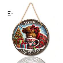 Exquisite Vintage Wooden Christmas Hanging Signs With Santa, Cow, Snowman, Suitable For Entryway, Hallway, Wall Decor, Home Christmas Decoration, Great Gift Idea, 2D Flat - Hanging Ornament - View 13