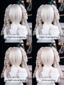 alicegarden 14-Inch Long Synthetic Wig Featuring A Natural Straight Style A A Stunning Light Gray. Designed With Bangs , This False Hairpiece Is Perfect For Ms Halloween Cosplay Use, Offering A Natural And Natural Durable Wig Gift For Ladies. (No Accessories) - Light Grey - View 10