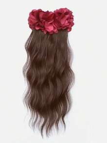 1pc Large Wavy Ponytail Pear Blossom Claw Clip, Realistic Natural Invisible Black Hair Extension, Fashionable Banana Clip With Floral Design, Premium Style For Women - Multicolor - View 14