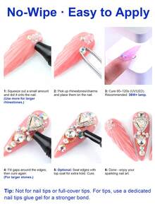 TWOING 30ml Rhinestone Nail Glue, Ultra-Strong UV/LED Curing Nail Decoration Adhesive, Suitable For Gems, Crystals, Jewelry And 3D Nail Art Decorations, Long-Lasting DIY Nail Glue - 30g - View 7