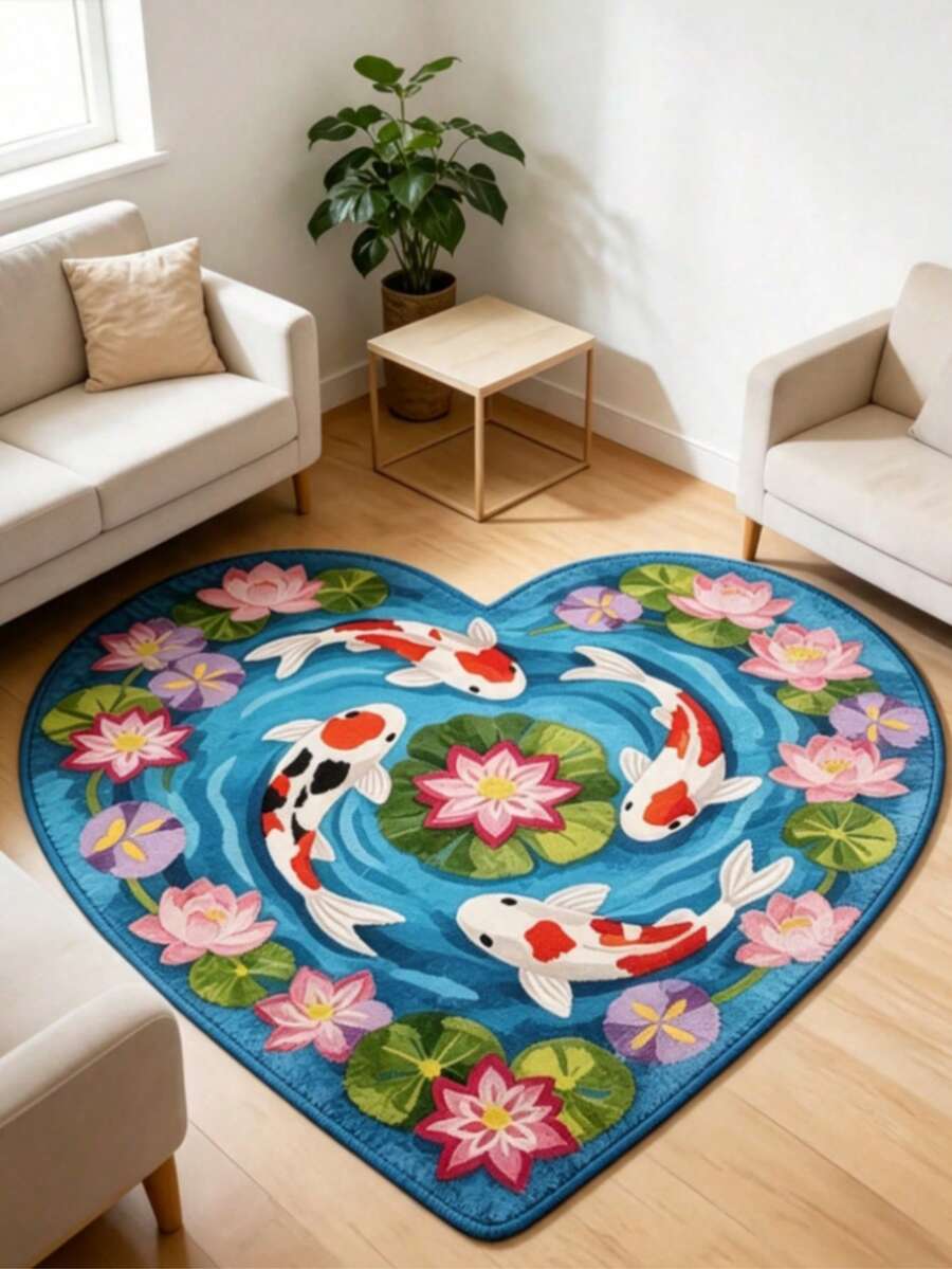 1件红色爱心天使喇叭图案地毯,情人节装饰地毯,卧室装饰,小地毯,地毯,家居装饰,客厅地毯,小型客厅地毯,卧室地毯,客厅家居装饰,户外地毯,可水洗地毯 - 彩色 - 查看 1