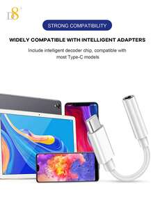 D8 16 USB-C 转 3.5mm 音频适配器，Type-C AUX 耳机转换器，带 DAC 立体声麦克风 HiFi 耳机适配器，兼容 16/16 Pro/16 Pro Max/15/15 Pro/15 Pro Max、Pro/Air 5/4/Mini 6、Galaxy S23 Ultra/S22/S21/S20、Pixel 7 Pro，白色 - 白色 - 查看 9