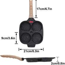 Non-Stick Aluminum Frying Pan With Lid And 4 Indentations, Suitable For Induction And Gas Hobs, A Practical Pancake Pan For Preparing Breakfast, Total Length (Pan + Handle): 38 Cm - View 3
