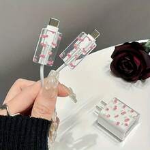 3pcs Transparent Cherry For IPhone Charger Protective Case, Anti-Break Cable Organizer, Suitable For IPhone 20W/18W Charger - Multicolor - View 2