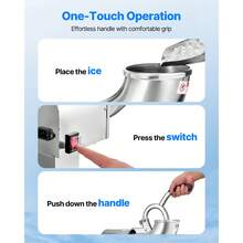 Ice Crusher Machine, 440lbs Per Hour Electric 4 Blades Snow Cone Maker, All Stainless Steel Shaved Ice Machine With Bowl And Cover, 350W 1400RPM Ice-Shaver For Home And Commercial Use, Silver - 350W 1400RPM - View 4