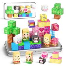 35PCS Summer Theme Portable Box Magnetic Building Blocks, Magnetic Building Blocks Set Pool And Water Park Theme, Children STEM Educational Puzzle Toys, Inspire Imagination And Creativity, Ideal Summer Vacation Birthday Gift For Boys And Girls. Random Color - Multicolor - View 1