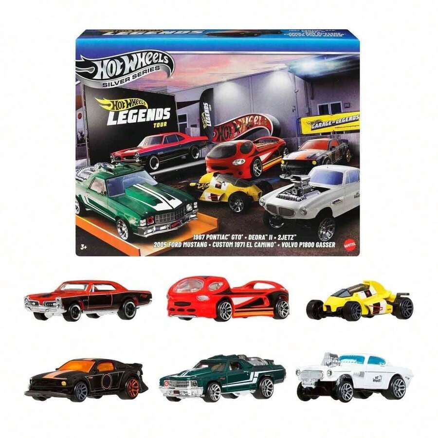 Hot Wheels 1:64 Scale Alloy Toy Cars and Trucks Set 6pcs HW Legends Series Vehicle Decor (Random Style) JBY78