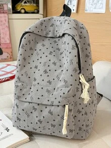 可愛蝴蝶結後背包，適合青少年女孩，柔軟抗皺尼龍學生書包，多款馬卡龍色可選，休閒日常旅行日用背包 - 彩色 - 查看 7