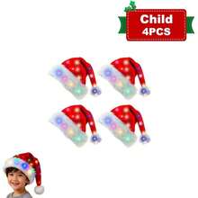 LED Christmas Hat, Suitable For Children And Adults, Flashing Light Santa Claus Creative Plush Party Hat, Christmas Decoration - Multicolor - View 10