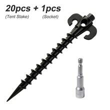 20/10pcs Heavy Duty Spiral Tent Stakes Set With 1 Sleeve Combination Set - 7.9 Inch Screw-In Ground Anchors, Suitable For Camping, Beach, Inflatable Equipment And Garden Lawn - Durable Outdoor Windproof Stakes - Spiral Tent Peg Set - View 7