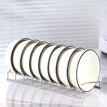 1pc Kitchen Dish Drainer Rack, Plate Storage Tray, Pot Lid Organizer, Home Kitchen Utensil Storage Tool - Multicolor - View 3
