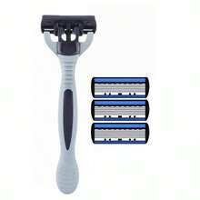 2 Razor Holders + 36 Blades, 6-Layer Manual Razor, Unisex, Stainless Steel Replaceable 6-Layer Blade Shaving Tool - Grey - View 8
