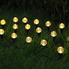 Vintage Sparkling Crystal Globe Solar Path Lights With Bubbled Glass Refraction Waterproof Outdoor Lawn Yard Patio Decoration - Black - View 17