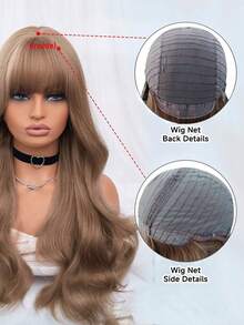 alicegarden 28 Inch Long Synthetic Wig, Natural Wavy Curls, Flaxen Brown Color, With Bangs, Suitable For Women Daily Wear, Party, Cosplay Use, Natural And Durable, Women's Wig Gift - Linen Brown - View 10