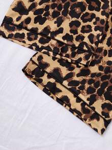 3pcs/Set Women Leopard Print Pocketed Short Sleeve Top & Shorts & Pants Pajamas Set, Suitable For Spring, Summer - Multicolor - View 6