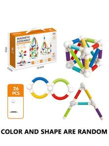 Juego de varillas magnéticas divertido, juguete educativo extensible para niños, juego de ensamblaje de bloques de construcción magnéticos - Multicolor - Ver 8