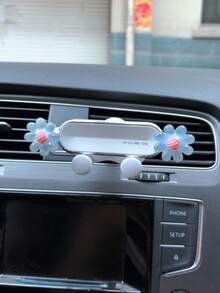 Cute Bowknot Strawberry Car Phone Holder, Gravity Sensing Air Vent Navigation Mount, Girly Car Interior Decor - Stand - View 8
