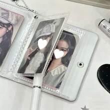 1 قطعة حقيبة بطاقات كورية بنقاط سوداء، تصميم غطاء مجوف على شكل قلب، IDOLME، مشبك صور K-Pop، حامل بطاقات الصور، تخزين صور الأيدول مناسب لبطاقات الصور الصغيرة 3-3.5 بوصة، بطاقات الصور، تخزين بطاقات الأيدول الصغيرة 3 بوصة - مجموعة بطاقات - مشاهدة 3