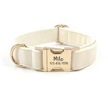 1pc Customized Velvet Dog Collar With Engraved Name, Phone Number And ID Tag, Soft And Adjustable, Suitable For Small, Medium And Large Dogs, Comes With Matching Leash, Personalized Dog Collar, Personalized Pet Accessories, Quiet Luxury Style - Light Coffee - View 14