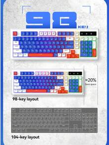 T-WOLF Gaming Wired Keyboard And Mouse Set, RGB Backlit 98-Key Color-Block Keyboard For Business Office And Gaming, 6-Button LED Illuminated Mouse - View 7