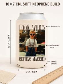 1個個性化婚禮易開罐保冷套，可客製照片與姓名，Look Who's Getting Married 飲料杯套，婚禮派對伴手禮 - 彩色 - 查看 3
