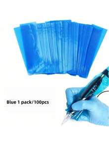 100pcs Disposable Waterproof Tattoo Machine Pen Covers, Black/Blue/Pink, Tattoo Accessories - Multicolor - View 14