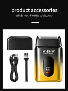 HIENAmultifunctional Electric Shaver, Men's Electric Shaver, Reciprocating Shaver, Very Suitable For Trimming Hair And Face. Comes With Brush, 500mAh Lithium Battery For Long-Lasting Battery Life, USBcharging, Mini Version For Easy Carrying On The Go - black gold - View 9