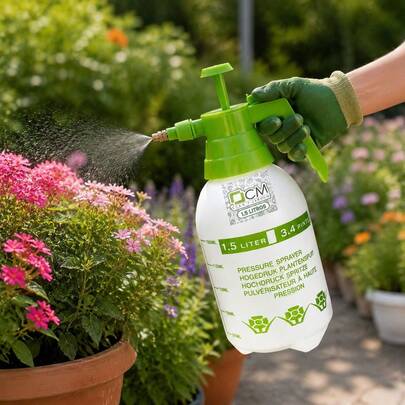 Manueller 1,5-Liter-Drucksprüher für Garten und Reinigung, Kunststoffspritze mit verstellbarer Düse und ergonomischem Griff, Bewässerungswerkzeug für Pflanzen, 18x14x32 cm
