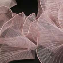 2 Yard Pleated Organza White Black Large Wave Ruffle Lace Trim - Pink - View 3