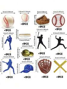 1 Set Baseball Theme Cake Decorations, Including Mini Baseball, Baseball Cap, Glove, Baseball Player Figurine, Happy Birthday Topper, Red Blue And White Foam Ball Cake Decor, Perfect For Baseball Theme Birthday Party Decoration, Men's Birthday Cake Decoration (Please Use With Tray And White Stick) - Multicolor - View 2