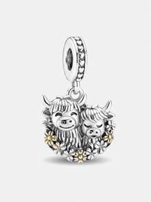 1件時尚925純銀雙層花環吊墜，適用於女性手鍊、手鐲、DIY珠寶製作 - 款式5 - 查看 5