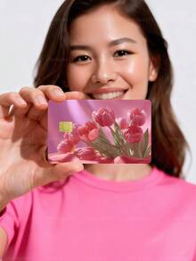 1pc Pink Tulip Official Credit Card Sticker Privacy Protection Card Skin, Romantic Floral Birthday Gift PVC Material Anti-Fingerprint Anti-Scratch Wear-Resistant Card Sleeve, Card Protector, Suitable For Men, Women, Couples, Small Chip Card, Bank Card, Credit Card, Transit Card, Student Campus Card Personalized DIY - Type a - View 12