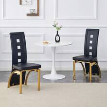 Matstolar - Svart+Guld + Metall + PU-läder + 2-pack - Visa 3