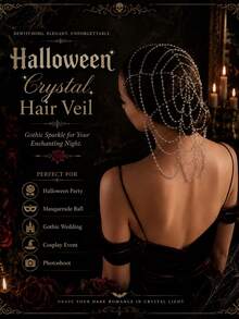 FAAABULS 1pc Women's Gothic Style Hair Net Headpiece, Silver Spider Web Tassel Head Chain, Suitable For Halloween Witch Costume, Cosplay, Gothic Party, Festival And Photo Shoot - Silver - View 2