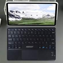 AKKHOO Rechargeable Wireless Bluetooth Keyboard With Smart Touchpad, One-Key Switch For Windows/Android/IOS 3 Systems, Ultra-Portable Mini Keyboard, Suitable For Tablets, Phones And Desktop Computers, Long Standby External Keyboard, Ideal For Office, Study And Travel - View 3