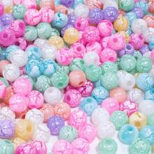 50pcs 16mm Random Color Acrylic Cracked Frost Beads, For Jewelry Making Bracelet Necklace Materials - Multicolor - View 2