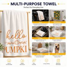 2pcs "Hello Pumpkin" Autumn Kitchen Towels, White & Floral Print Rustic Farmhouse Style Rectangular Decorative Hand Towels, Suitable For Autumn, Harvest Festival, Thanksgiving, Kitchen Decor 4/6/8pcs Set - Multicolor - View 7