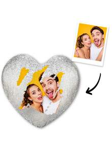 Custom Personalized Sequin Heart Throw Pillow - Photo Reversible Magic Pillow - Unique Gift For Couples, Family, Baby - Home Decor, Sofa, Bedroom, Valentine's Day, Anniversary - Multicolor - View 18