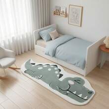 Faux Cashmere 9mm Thick French Cream Style Dinosaur Bedroom Bedside Rug, Cute Green Entryway Non-Slip Mat, Pastoral Style Balcony Bay Window Plush Pad, Fluffy Soft Vanity, Living Room Sofa Carpet - White - View 4