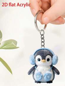 1pc Exquisite 2D Acrylic Penguin Keychain/Keyring - Decorative Item, Featuring A Quirky Christmas Design, Ideal For Friends Who Love Decorating Their Space, Perfect For Home And Holiday Decoration - Multicolor - View 8