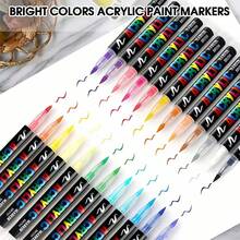 12-60 Colors Art Marker Set, Soft Tip, Suitable For Painting, Sketching, Coloring On Stone, Glass, Metal, Wood, Perfect Back To School Gift For Students And Friends, DIY Crafts - Multicolor - View 7