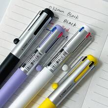 1 buah Pulpen Zanshi 4-in-1 Hitam Biru Merah Netral 0.5mm 0.32mm Dapat Ditarik Cepat Kering Menulis Halus Untuk Pelajar dan Kantor - MultiWarna - View 10