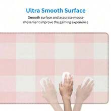 1 Large Rubber Desk Mat/Mouse Pad (Light Pink & White Checkered Pattern; Multiple Sizes Available) – Waterproof, Non-Slip, Smooth Surface, And Easy To Clean; Suitable For Gaming, Office Work, Studying, And Various Desktop Setups. - Mouse Pad - View 8